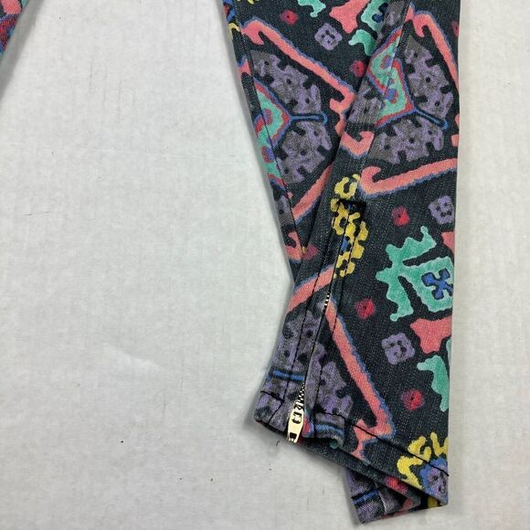 Rachel Roy Womens Cropped Skinny Jeans Retro Printed Zip Ankle Mid Rise Size 32 - Picture 2 of 12